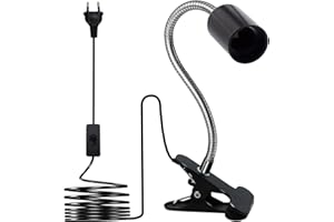 Wrpacttg Douille Ampoule E27 à Pince,Lampe Pince,Douille Pince avec col de Cygne 350MM,Réglage 360 Degrés,Clip Base en Métal,220CM Cable Interrupteur,Spot E27pour Lit Lecture, Noir