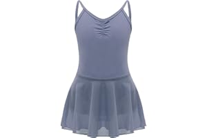 Runhomal Enfant Fille Robe Danse Classique sans Manches Justaucorps Gymnastique Patinage Latine Ballet Robe Danse Contemporaine Lyrique Léotard 3-16 Ans