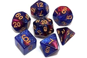 CREEBUY Würfelset, Blau-Rot-Mix, Glitzerwürfel, für Dungeon and Dragons, Warhammer, D&D, Rollenspiele, Brettspiele, polyedrische Würfel