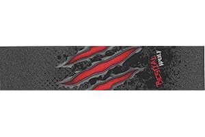 Bestial Wolf Griptape-14 Lija Patinete, Negro/Gris/Rojo, 12 x 53 cm