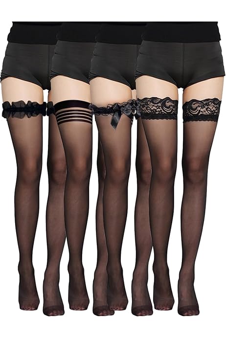 Calze Autoreggenti Con Strass Per Taglie Forti - Collant A Rete Con Orlo In Pizzo E Silicione - Foto 7