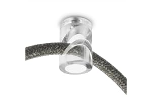 Amarcords - 5 Decentratori a uncino da soffitto per lampade e sospensioni. Gancio hook da soffitto a discesa verticale con regolazione cavo a vista - Decentratore cavo elettrico colore TRASPARENTE