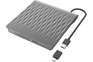 LPUNCD Lettore DVD Esterno USB 3.0, Masterizzatore CD DVD Portatile Ultra Sottile USB C CD/DVD RW per Laptop, Desktop, Macbook Air/Pro, Compatibile con Windows 11/10/XP/8/7/Vista/Linux/MacOS, Grigio
