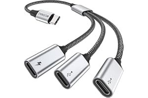 MOSWAG Adapter USB C na gniazdo USB C, rozdzielacz z ładowaniem 60 W, wtyczka na 3 konwerter kabli USB-C, adapter do Mac Xbox One Series X/S, PS4, PS5