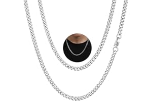 PROSTEEL Collana Uomo Donna a Catena Barbazzale Cubana Hip Hop Sottile Grande Robusta Grossa, Larga 3 6 9 12 mm, Lunghezze 35-75 cm, Acciaio INOX/Placcato Oro, Argento Oro Nero (con Confezione)