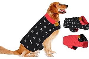 Sage Square 2 in 1 Premium Reversible Double Side Dog Coat, Ultra Warm Windproof Winter, Thicker Fleece Jacket for Cold Weather (Black and Red) (XLarge) (28 Inches)