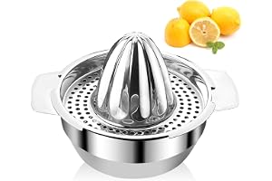 Frevoitna Citruspress rostfritt stål, citruspress manuell med behållare, 300 ml, robust professionell kvalitet, diskmaskinssä