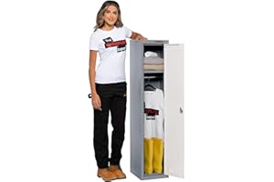 The Workplace Depot Small Storage Lockers, 1-3 Door Heavy Duty Metal Locker with Key Lock & Hanging Rail for Schools, Clubs & Leisure Centres (Grey, 1 Door)