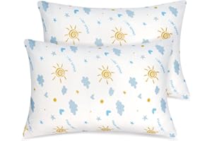 ‎FITTIA Fittia Kuscheliger Gestrickter Kissenbezug Kinder 40x60 Baby Kopfkissenbezug Kleinkind Kissenhülle aus Bio Baumwolle für Kinderwagen, 2er-Pack mit Wolken Gemustert 40x60cm