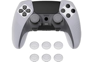 PlayVital Funda de Silicona Antideslizante para ps5 Edge - Carcasa Protectora con 6 Tapas de Joysticks, Cubierta de Goma Tacto Suave, Protector de Mando, Diseño 3D Tachonado (Blanco Claro)