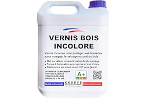 CODÈVE BOIS Vernis Bois Incolore - Codeve Bois - 5 L - Intérieur/extérieur - Pour Garder La Transparence Des Veines Du Bois Sans Les Masquer.