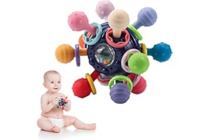 MYDOVA Beißring Baby, Baby Spielzeug 0 3 6 9 Monate, Greifling Baby, Ball Rassel Spielzeug, Flexibles und leicht Greifbares, BPA-frei, Baby Geschenk für Junge und Mädchen(Blau)