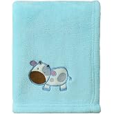 CREVENT - Soft Fleece Blanket, Lightweight and Cosy for Crib, Ideal for Babies and Toddlers, Unisex (75 x 100 cm, Blue with C
