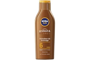 NIVEA SUN Lait solaire activateur de bronzage Protect & Bronze FPS 6 (1 x 200 ml), crème solaire au carotène, protection solaire UVA/UVB pour un hâle naturellement bronzé