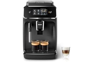 Philips Machine à expresso automatique Série 2200-2 Cafés, Écran tactile, Mousseur à lait classique, Broyeur céramique, Noir mat (EP2220/10)