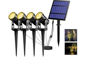 ‎T-SUN T-SUN Solarleuchte Garten, 4 Stück LED Gartenbeleuchtung Solar, Gartenstrahler Solar, 3000K Warmweiß, Wasserdicht LED Solarlampe, Solar Außenleuchte, Gartenlampe, Wegeleuchte, Spotbeleuchtung
