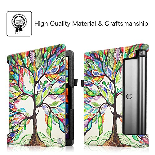 Fintie Lenovo Yoga Tablet 3 10 Hülle Case – Slim Fit Folio Premium Kunstleder Schutzhülle Tasche Etui Smart Cover mit Auto Sleep / Wake für Lenovo Yoga Tablet 3 25,7 cm (10,1 Zoll), Liebesbaum - 2