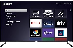 RCA Roku 50 Inch Smart TV, 50" 4K Ultra HD TV with Apple TV+ BBC Netflix Freeview Play, HDR Dolby Audio DVB-T2/T 3 x HDMI 2 x USB 2.0 Port UHD Television, Ideal Large Screen for Living Room