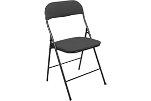 Harbour Housewares Fabric Padded Folding Chair - Black - Cushioned Foldable Chair with Metal Frame Fabric Upholstered Seat Folding Seats Indoor for Home, Dining, Office