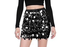 AOOSU Gold Sparkle Skirt, Stretchy Bodycon Sequin Mini Skirt for Women, Wrapped Glitter Dress for Women Concert Outfit Summer Dance Street Club Party Night Out Party