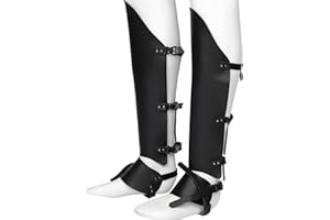 Lencyotool Beinschiene aus Kunstleder - Mittelalterlicher Ritter-Retro-Rüstungs-Beinschutz,PU-Leder-Schuhschutz für Herren-Piraten-Renaissance-Festival-Halloween-Cosplay