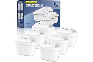 ARETHONE Wasserfilter für Brita Filter: Maxtra+ und Maxtra Pro, Filterkartuschen Kompatibel mit Brita Glas, Marella, Style, Aluna Kanne, Kalkreduktion Geräteschutz (6 Stück)