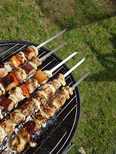 10 STÜCK Edelstahl BBQ Grillen Kabob Skewers. Länge: 60 cm, Breite: 1 cm, ca. 2 mm dick für alle Grill braucht. - 2