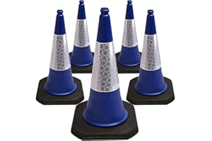 STREET SOLUTIONS UK Street Solutions - 5 x 750 mm Road Traffic Cones - Self Weighted - Premium Quality Safety Cone - Strong and Durable - with Extremely Low Centre of Gravity (Blue)