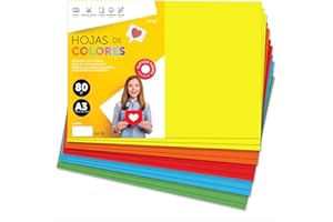 Fogli Colorati A3 80g per Stampanti e Lavoretti Manuali, Blocco di Carta Colorata Assortita per Bambini, Pacchetto di Fogli Colorati per Biglietti M-Office (50 fogli, Selezione Forte)