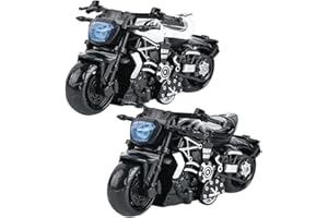 HATFRYF Motorbike Toy, Motorcycle Toys For Boys, Friction Powered Play Motorbike Push, Model Motorcycle PVC Street Machine Kids Gift Set - 2pcs