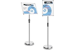 TUKA-i-AKUT A2 Expositor para Carteles de Aluminio, Resistente Mejorado, Altura Regulable, Giratorio, Marco Plegable, Soporte para Letreros, Exhibición Publicitarios Pósters, Plateado TKD8423-HD