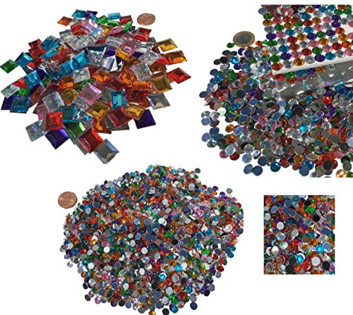 Acrylsteine Bastelsteine Steinchen Set bunt Mischung 2100 Stück gesamt / 1500 x 5mm bunt rund + 400 x 8mm bunt rund + 200 x 12mm bunt Eckig glitzernde bunte Runde Steinchen Bunte Mischung Deko Strasssteine eckige Acrylsteine Opaleffekt Regenbogeneffekt Laser Optik Regenbogensteine transparent klar kristall basteln Gltzersteine Schmucksteine Strass Steine zum Verzieren Dekorieren von CRYSTAL KING