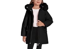 Adigau Manteaux d'Hiver Enfants Filles Vestes en Polaire Chaude Manteau à Capuche Coupe-Vent Doudoune de Neige Épaisse 3-11 Ans