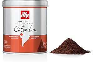 illy Colombia Ground Coffee, Medium Roast, Single Origin, 100% Arabica, Ideal for Moka Pots & Filter, 125g Tin