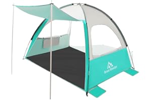 Brace Master Tente de Plage avec Auvent, Portable Abri de Plage pour 2-3 Personnes, Tente de Camping Protection UV 50+ avec Sac de Transport, Vert