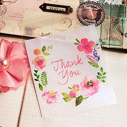 200 stk Selbstklebend Tüten (14x14cm + 10x10cm) OPP Beutel Plätzchen Gebäck Tütchen Süßigkeiten Geschenk Verpackung für Kekses Kuchen Cupcake - 3