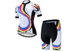 Hotlion Damska koszulka kolarska zestaw z krótkim rękawem odzież rowerowa z kieszenią