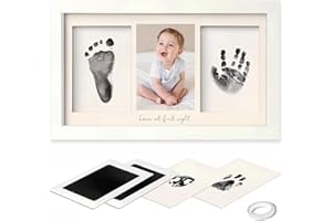 PIXIBOND Baby Handprint and Footprint Photo Frame Kit for Newborn Girls and Boys, Memorable Keepsake with Clean-Touch Ink Pad Baby Shower Unique Gift, Pet Paw Print Kit