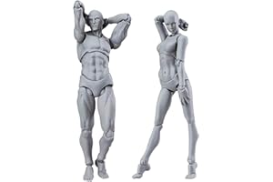 HANIFOREVER Artists Manikin Blockhead Jointed Mannequin Drawing Figures,Small Figure Model for Sketching, Painting, Drawing, Artist Male+Female Set