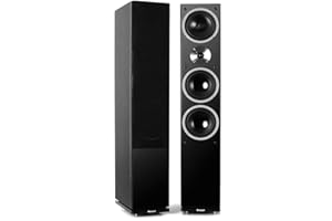 AUNA Linie 600 - Paire d'enceintes colonnes passives à 3 Voies, avec subwoofer bassreflex 16cm intégré, Pieds caoutchoutés Anti-dérapants, 140W RMS - Noir