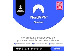 NordVPN Standard, 10 Appareils, 1 Mois, VPN & Cybersécurité, Code Numérique