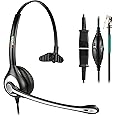 Wantek RJ9 Phone Headset with Noise Cancelling Mic + Quick Disconnect for Polycom VVX400 VVX410 VVX411 Mitel 5312 5320e Avaya 1120 1408 ShoreTel IP480 NEC Plantronics Landline Telephones(600QS2)
