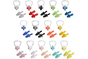 UPINS 14 Sets Silicone Nose Clips Waterproof Swimming Nose Plugs Earplugs for Adults Kids, Ear Nose Protector