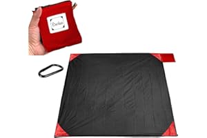 BeiLan Coperta Mini Pocket picnic bene durevole Leggero sabbia impermeabile, a prova Beach Camping Mat viaggio con il sacchetto portatile per attività all'aperto (200 * 210cm, Nero e Rosso)