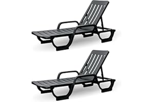 CREVICOSTA QUALITY MARK MARCAS DE CALIDAD - MALIBÚ - Lote de 2 Tumbonas de Resina para jardín y Piscina (Antracita)