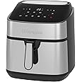 EMtronics EMAFSD9S Digital Family Size Air Fryer 9 Litre with 8 Preset Menus for Oil Free & Low Fat Healthy Cooking, 99-Minute Timer - Stainless Steel