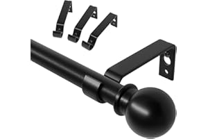 ATUHOLA barra cortinas negra 80-157 cm, Juego de barras de cortina ajustables con soportes, Barra decorativa para cortinas de 16 mm de diámetro para salon sala de estar y dormitorio