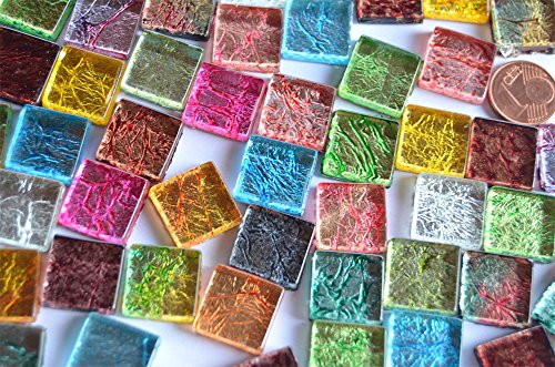 30 Stück Mosaiksteine mit auffälligem Muster bunt, 15x15mm ca.58g - 2