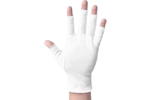 ANSMIO 2 Pairs Cotton Gloves Touchscreen, Cut 5 Fingertips, Moisturizing Night Gloves, Size M (2 Pairs)
