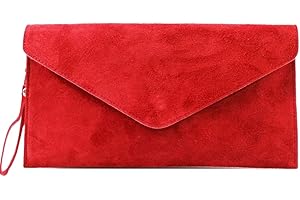 HIPSTER FASHION DESTINATION Large Envelope Shaped Genuine Italian Suede Clutch bag Evening bag Party bag Wrist bag Shoulder bag Underarm bag Verapelle Genuine Suede Leather bag
